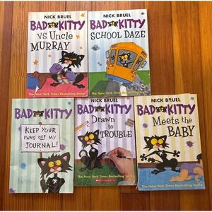 Bad Kitty Book Lot of 5 Nick Bruel Chapter Books Kids Graphic Novels Bundle